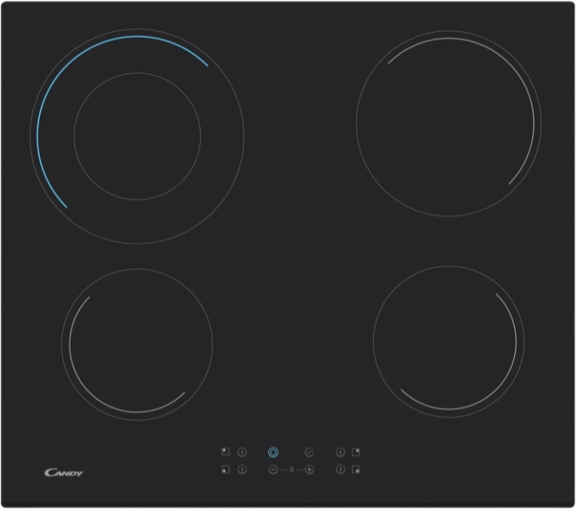Электрическая варочная панель Candy CH64DVTRU 59 см, 4 конфорки стеклокерамика, черный фото 1