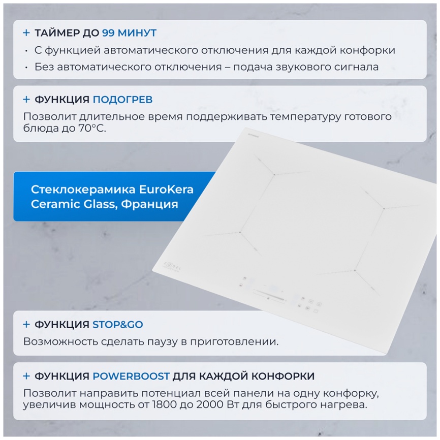 Электрическая варочная панель Zugel ZIH604W фото 6
