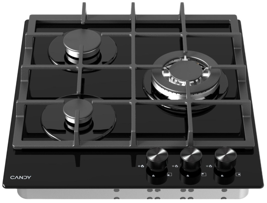 Газовая варочная панель Candy CHXG53CWB 45 см, 3 конфорки электроподжиг газконтроль, черный фото 2