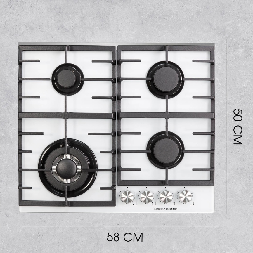 Газовая варочная панель Zigmund & Shtain M 28.6 W 28 см, 4 конфорки электроподжиг газконтроль, белый фото 11