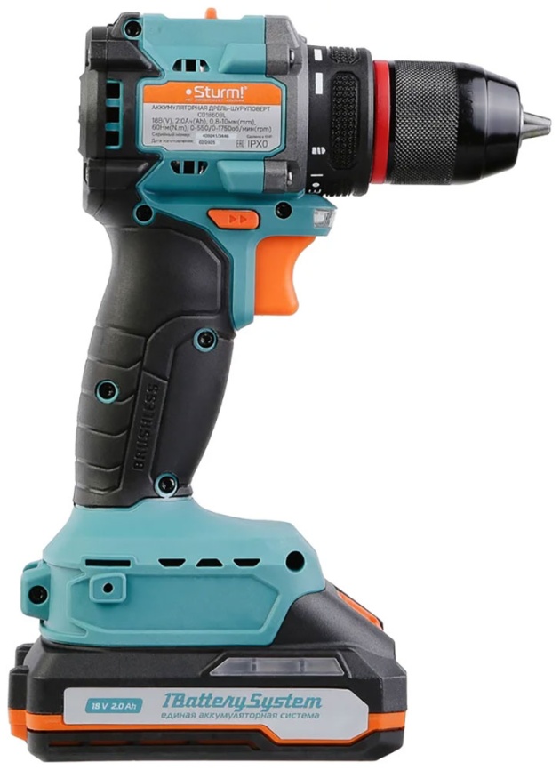 Дрель Sturm! CD1860BL, б/щ ,18В, 1BatterySystem, 60Нм, 2х2.0Ач, кейс фото 2