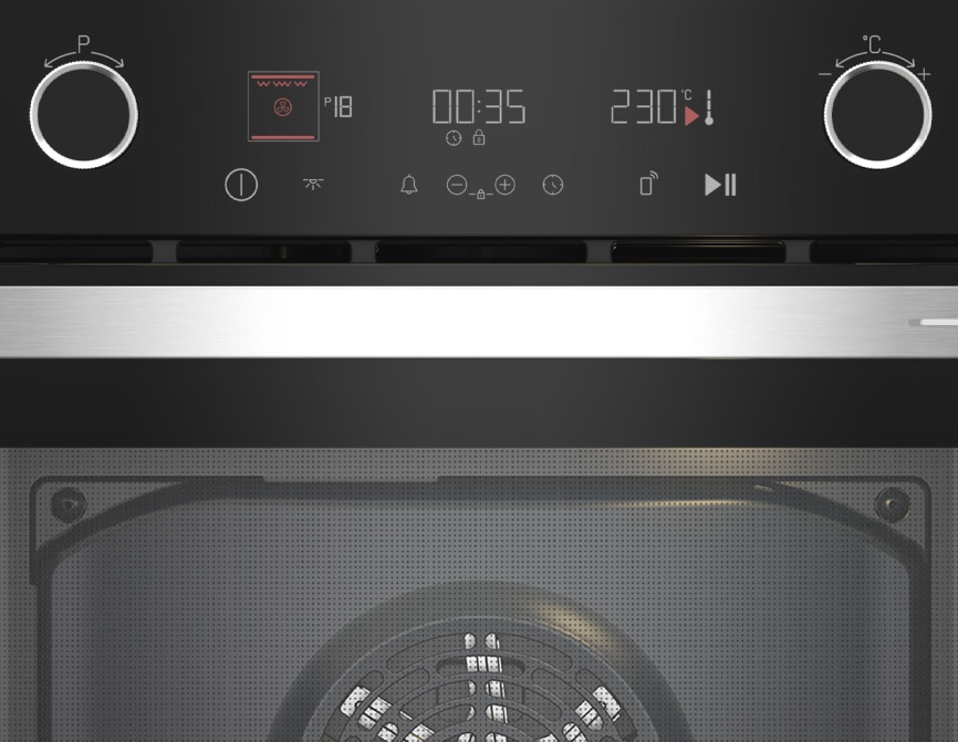 Электрический духовой шкаф Grundig GEBM19400BMPHI 59 см, 72 л гриль конвекция, серебристый фото 2