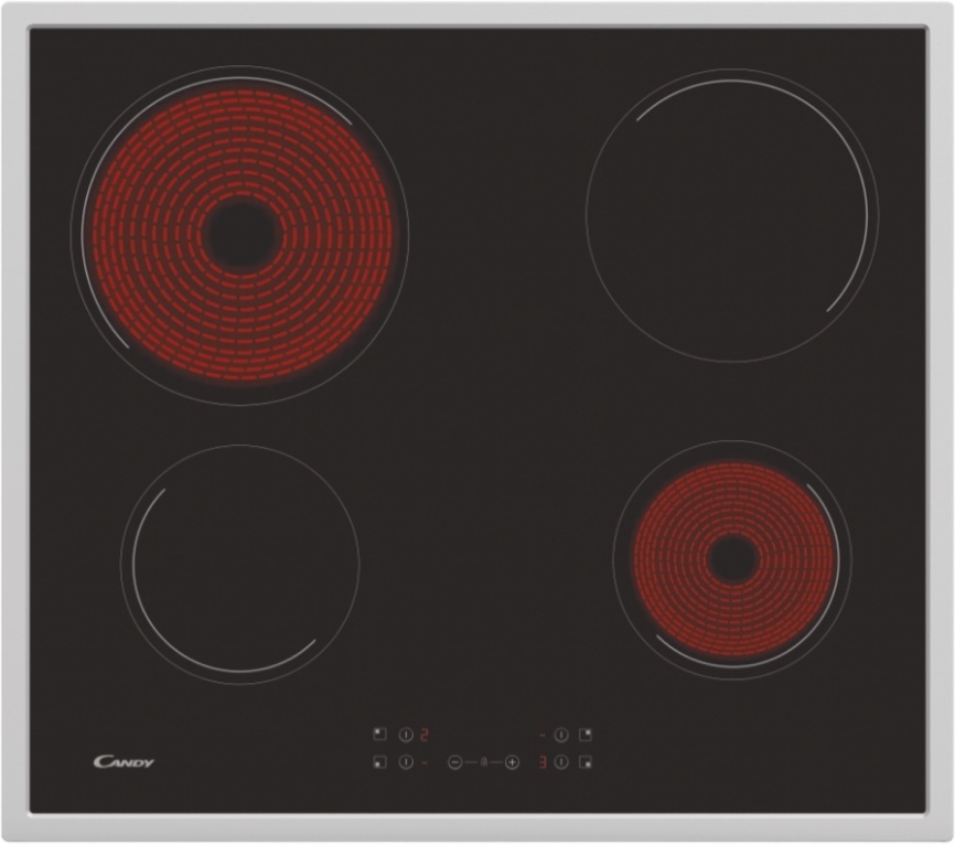 Электрическая варочная панель Candy CH64FCRU 59 см, 4 конфорки стеклокерамика, черный фото 2