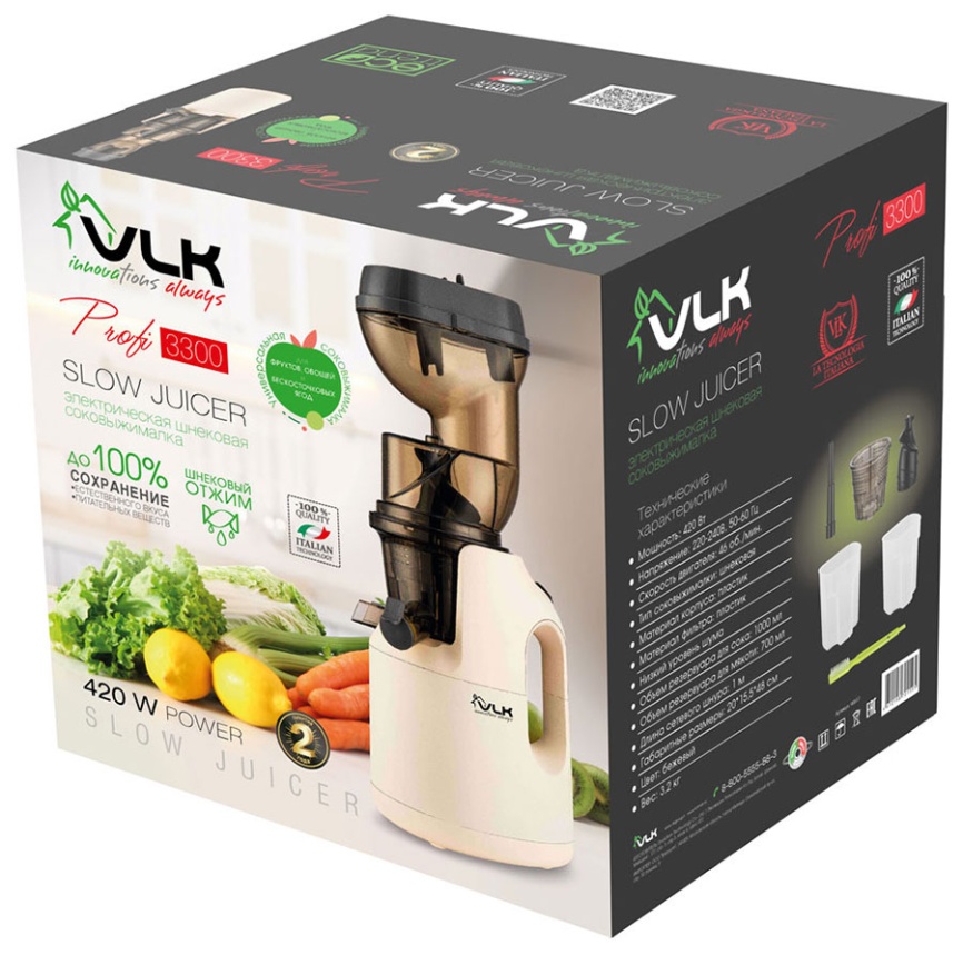 Соковыжималка шнекового типа VLK Profi-3300, бежевый фото 14