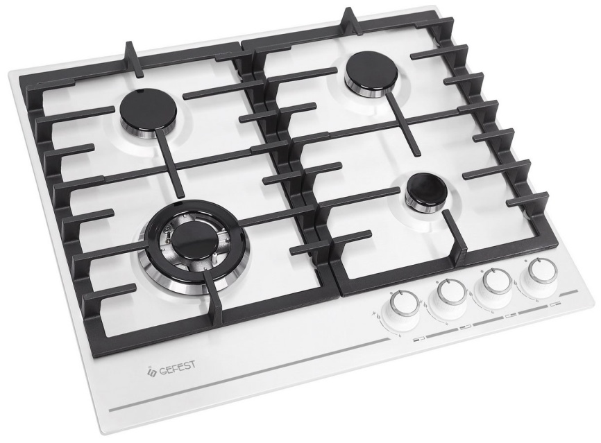 Газовая варочная панель Gefest ПВГ 1214-01 60 см, 4 конфорки электроподжиг газконтроль, белый фото 3
