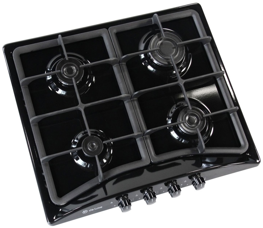 Газовая варочная панель De luxe 5840.00 гмв - 055ЧР 58 см, 4 конфорки электроподжиг газконтроль, черный фото 2