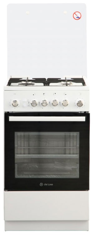 Газовая плита De luxe 5040.30г 50 см, 43 л, 4 конфорки, белый фото 1