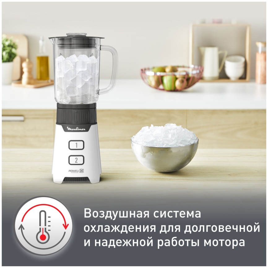 Блендер стационарный Moulinex Minimix Glass LM16L110, белый фото 12