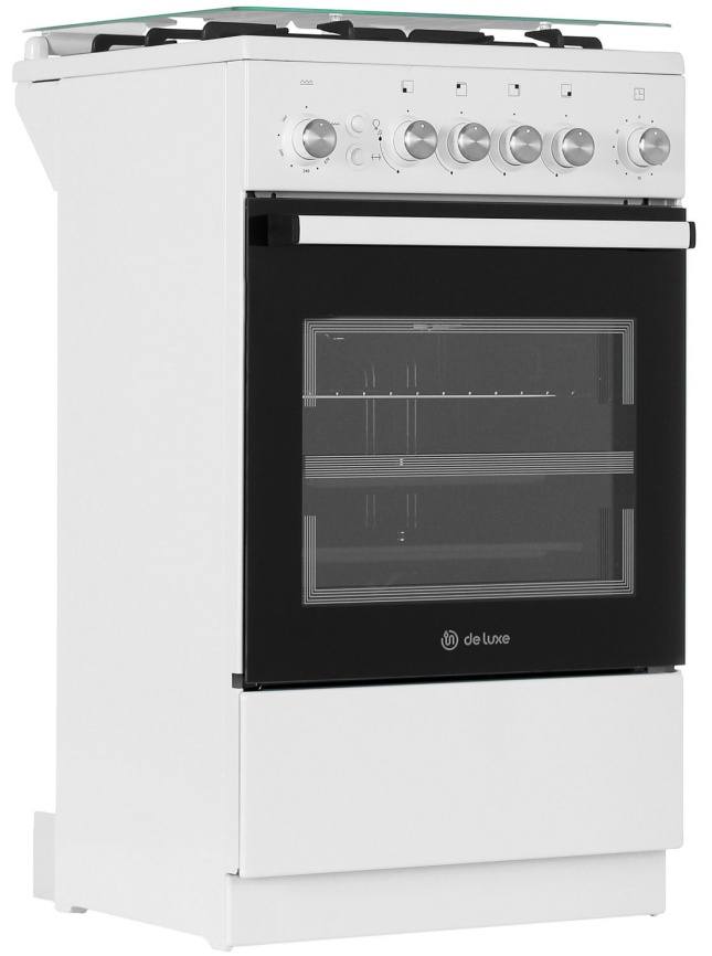 Газовая плита De luxe 5040.30г 50 см, 43 л, 4 конфорки, белый фото 3
