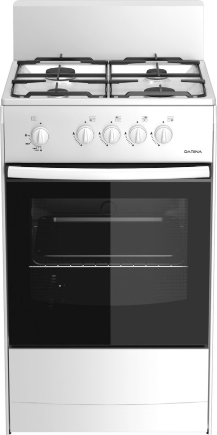 Газовая плита Darina S GM 441 001 W 50 см, 50 л, 4 конфорки, белый фото 1