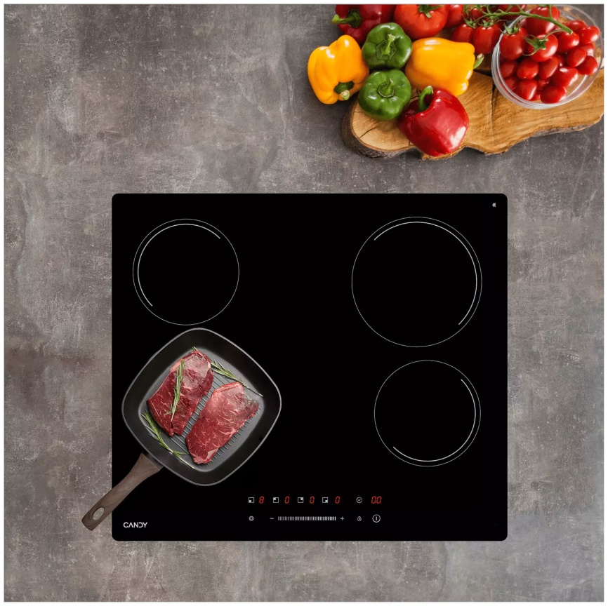 Электрическая варочная панель Candy CHXC64TDB 58 см, 4 конфорки стеклокерамика, черный фото 8