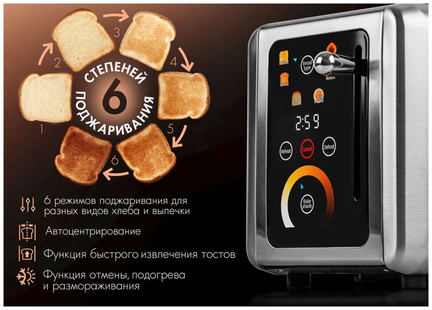 Тостер Endever SKYLINE ST-125, стальной (90598) фото 11