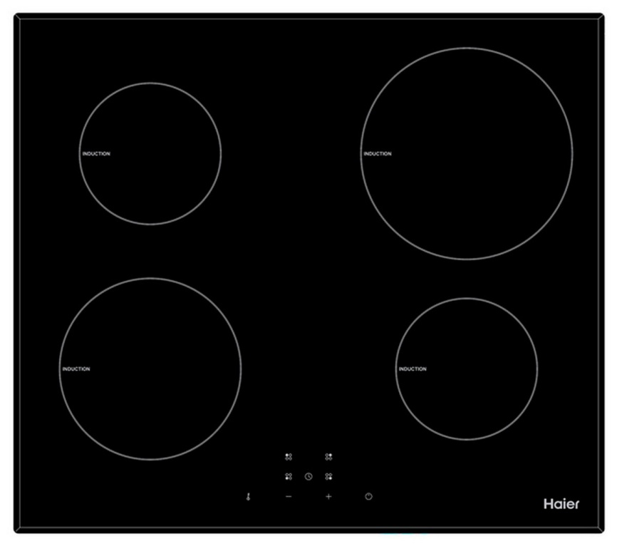Электрическая варочная панель Haier HHX-Y 64 NVB 59 см, 4 конфорки стеклокерамика, черный фото 1