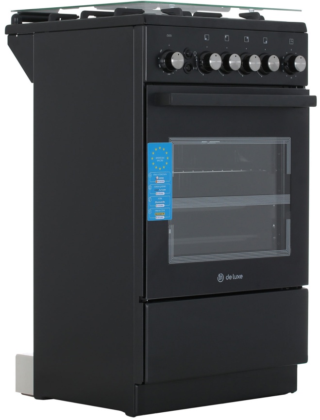 Газовая плита De luxe 5040.40г(кр) ЧР-015 50 см, 43 л, 4 конфорки, черный фото 5