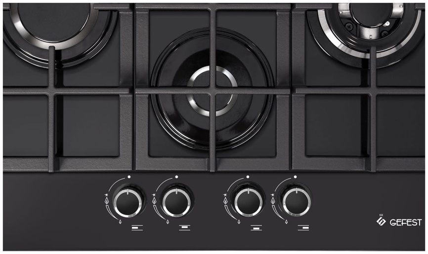 Газовая варочная панель Gefest ПВГ 2231-04 Р3 67 см, 4 конфорки электроподжиг газконтроль, черный фото 2
