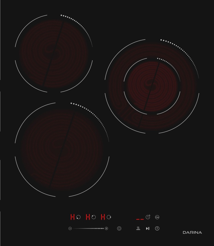 Электрическая варочная панель Darina 6P E3324 B 45 см, 4 конфорки стеклокерамика, черный фото 8