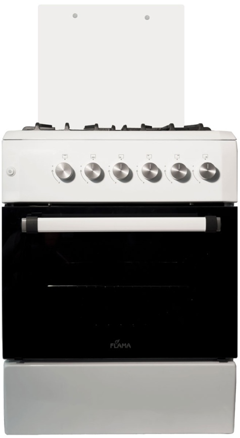 Газовая плита Flama AG 14219 W 60 см, 4 конфорки, белый фото 1