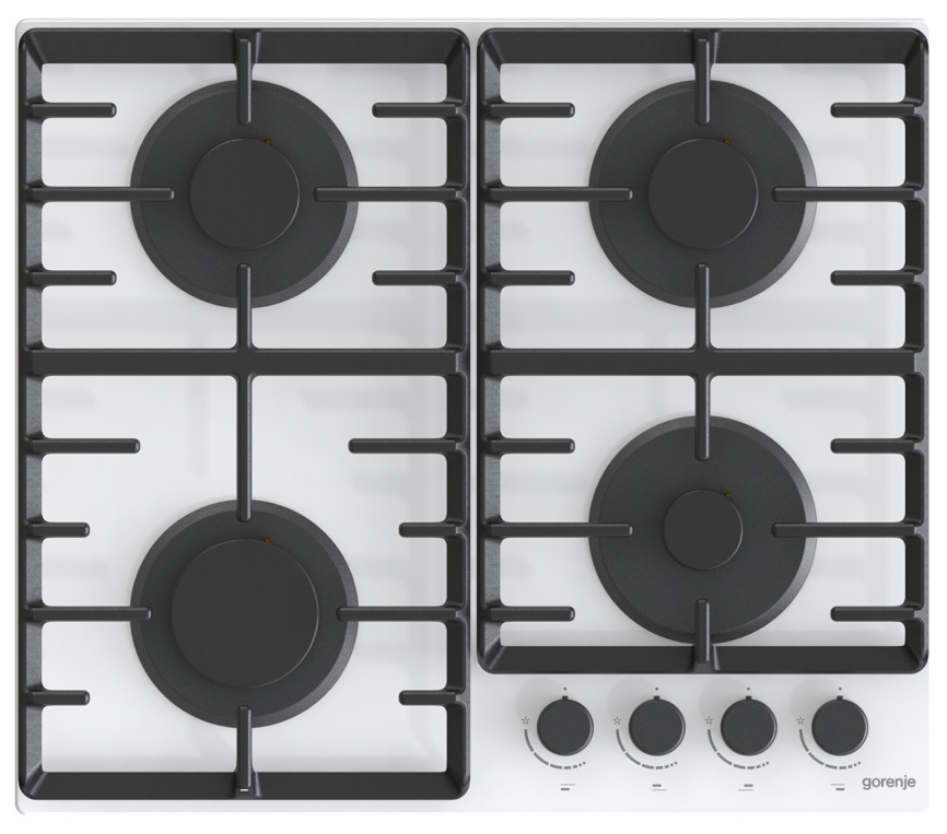 Газовая варочная панель Gorenje GT642AXW 60 см, 4 конфорки электроподжиг газконтроль, белый фото 1