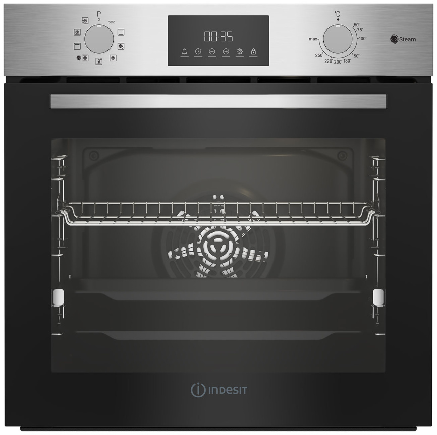 Электрический духовой шкаф Indesit IFSE 3841 J IX 59 см, 72 л гриль конвекция, серебристый фото 1