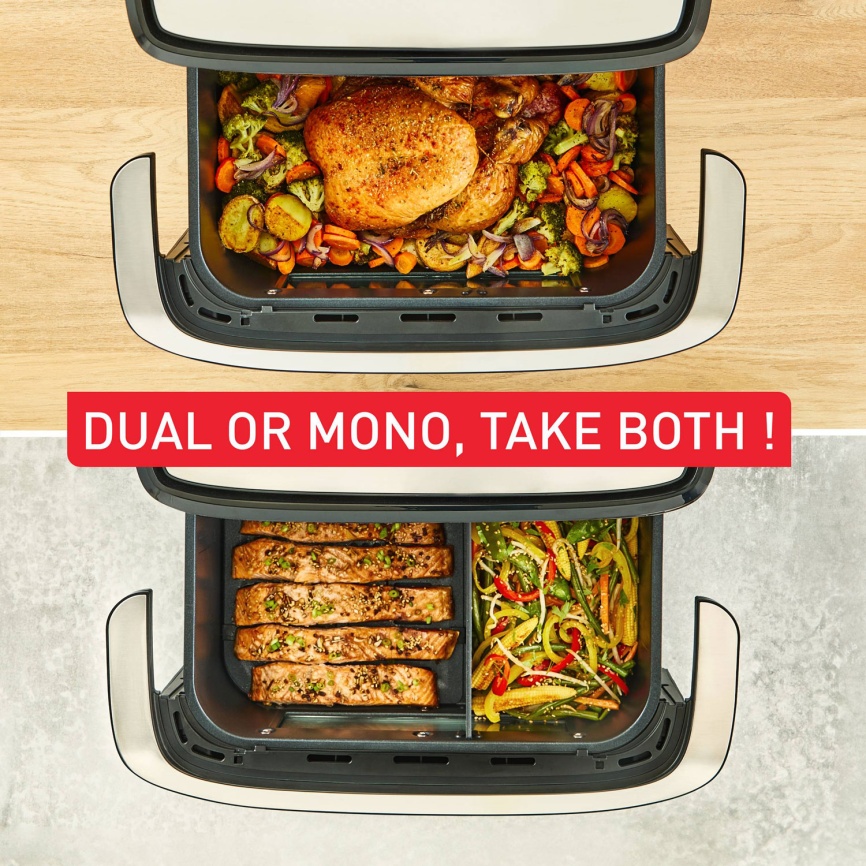 Аэрогриль Tefal Dual Easy Fry Flex EY9228E0 серебристый/ черный фото 3