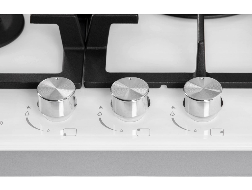 Газовая варочная панель Hiberg VM 4535 W 45 см, 3 конфорки электроподжиг газконтроль, белый фото 8
