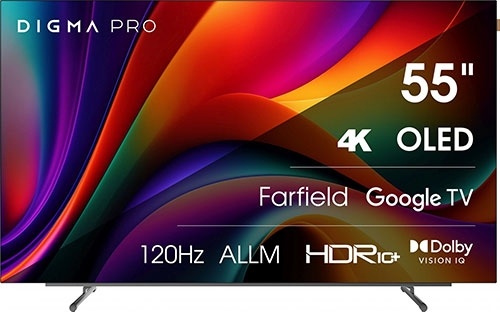 Телевизор Digma PRO 55M, 55 дюйма, 4K Ultra HD, смарт ТВ, Google TV, черный фото 1