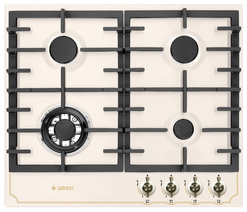 Газовая варочная панель Gefest ПВГ 1214-01 К55 60 см, 4 конфорки электроподжиг газконтроль, кремовый фото 1