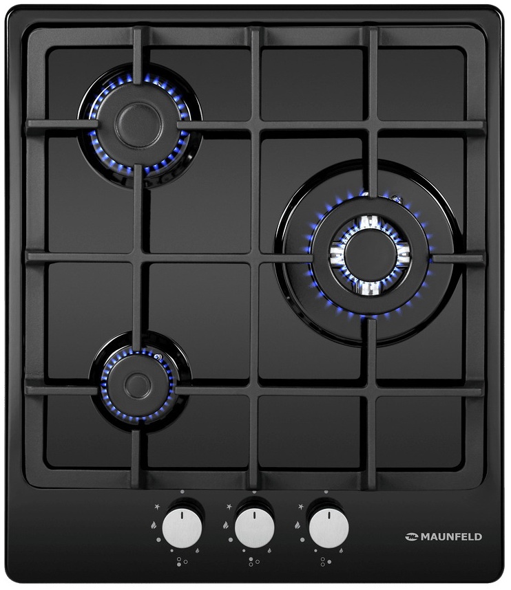 Газовая варочная панель Maunfeld EGHE.43.33 CB/G 44 см, 3 конфорки электроподжиг газконтроль, черный фото 1