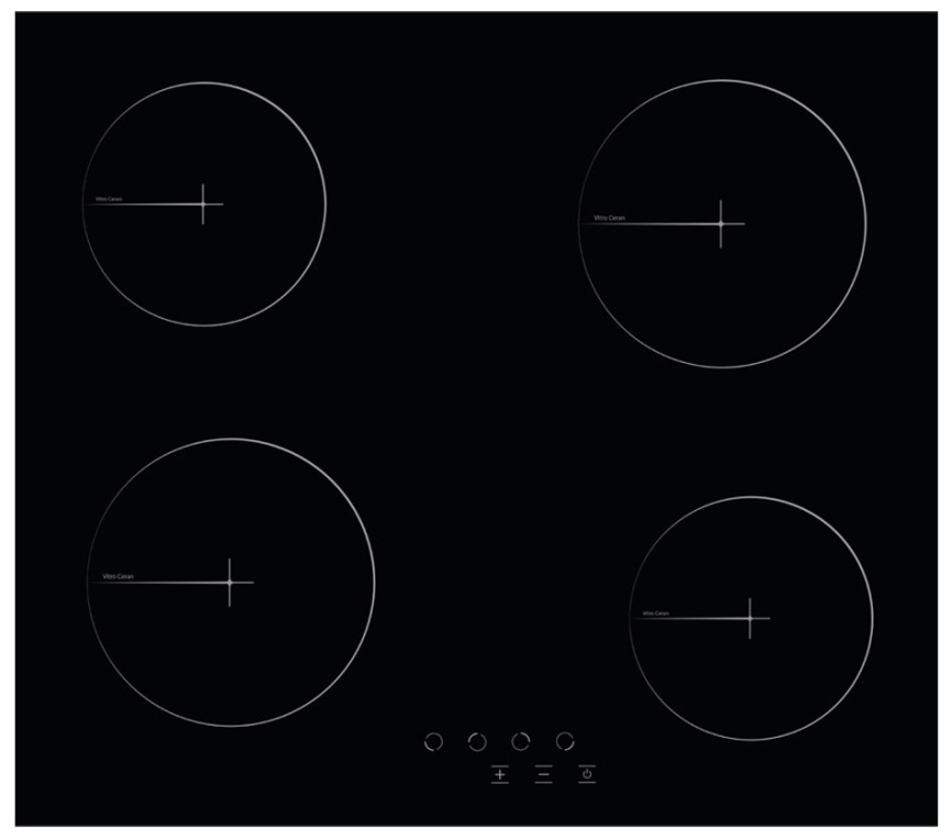 Электрическая варочная панель Simfer H60D14B020 59 см, 4 конфорки стеклокерамика, черный фото 1