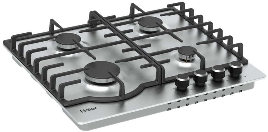 Газовая варочная панель Haier HHX-M64RNX 58 см, 4 конфорки электроподжиг газконтроль, серебристый фото 3