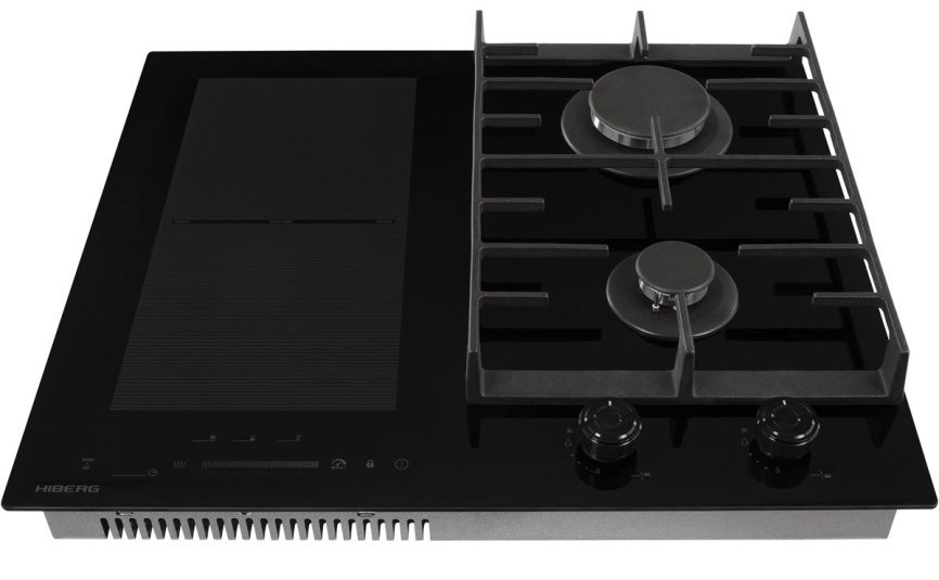 Комбинированная варочная панель Hiberg i-VM 6021 B 58 см, 4 конфорки электроподжиг газконтроль, черный фото 4
