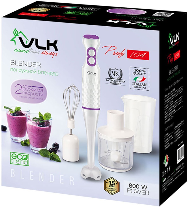 Погружной блендер VLK PROFI 104, белый/сиреневый фото 9