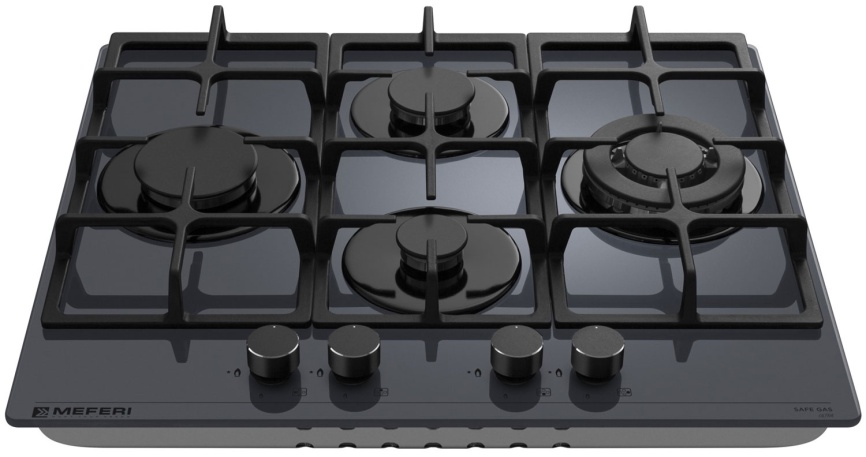 Газовая варочная панель Meferi MGH604GR GLASS ULTRA 60 см, 4 конфорки электроподжиг газконтроль, серый фото 3