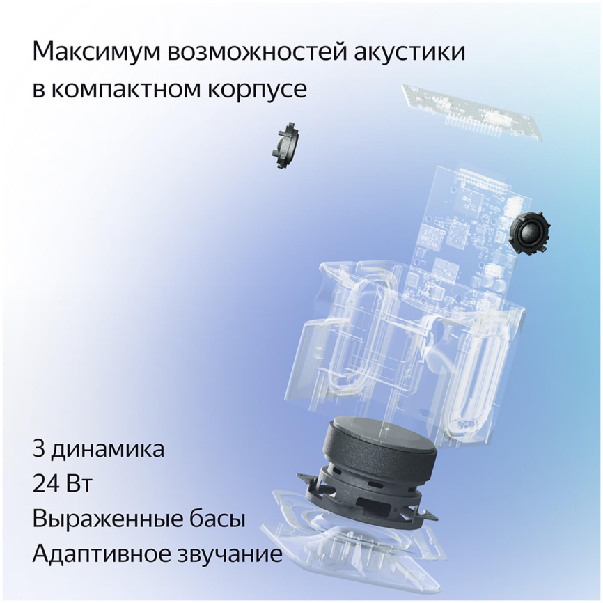 Умная колонка Яндекс Станция Миди с Алисой, с Zigbee, 24Вт, черный фото 4