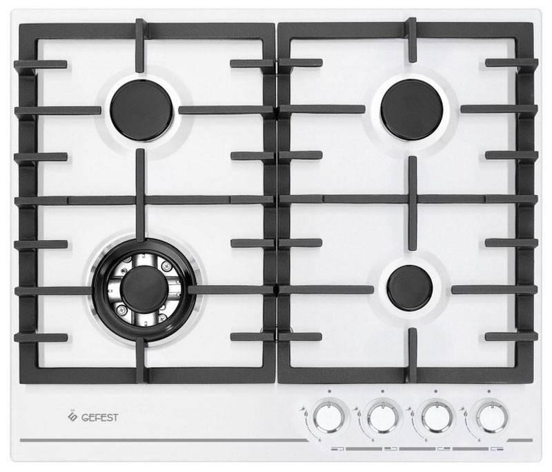 Газовая варочная панель Gefest ПВГ 1214-01 60 см, 4 конфорки электроподжиг газконтроль, белый фото 1