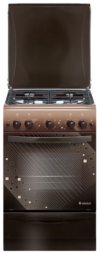 Газовая плита Gefest Брест ПГ 5100-02 0010 (5100-02 Т2К) 50 см, 52 л, 4 конфорки, коричневый фото 1