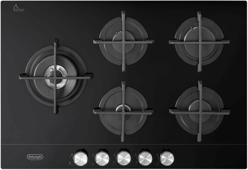 Газовая варочная панель De’Longhi NSL 575D NCM RUS 75 см, 5 конфорок электроподжиг газконтроль, черный фото 1