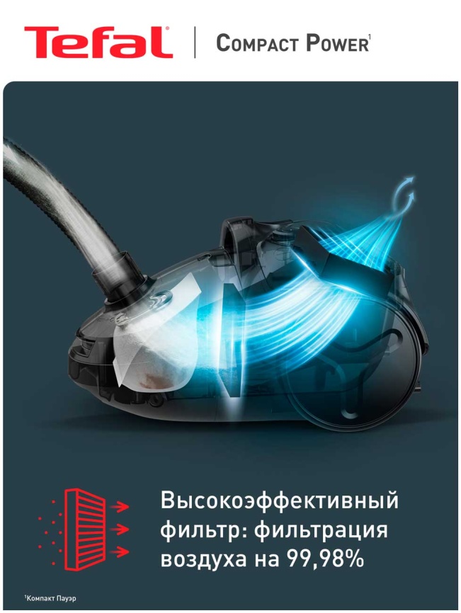 Пылесос с пылесборником Tefal Compact Power TW3953EA, красный фото 5