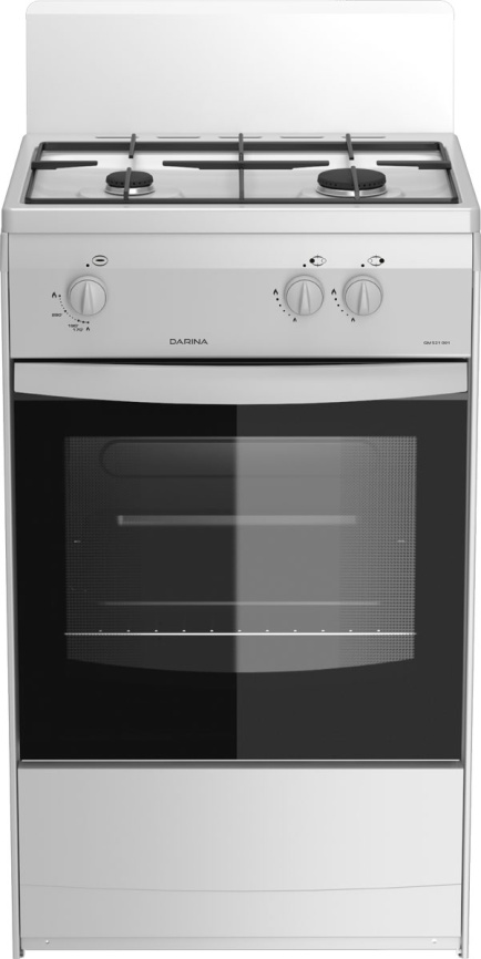 Газовая плита Darina 1 AS GM 521 001 W 50 см, 45 л, 2 конфорки, белый фото 1
