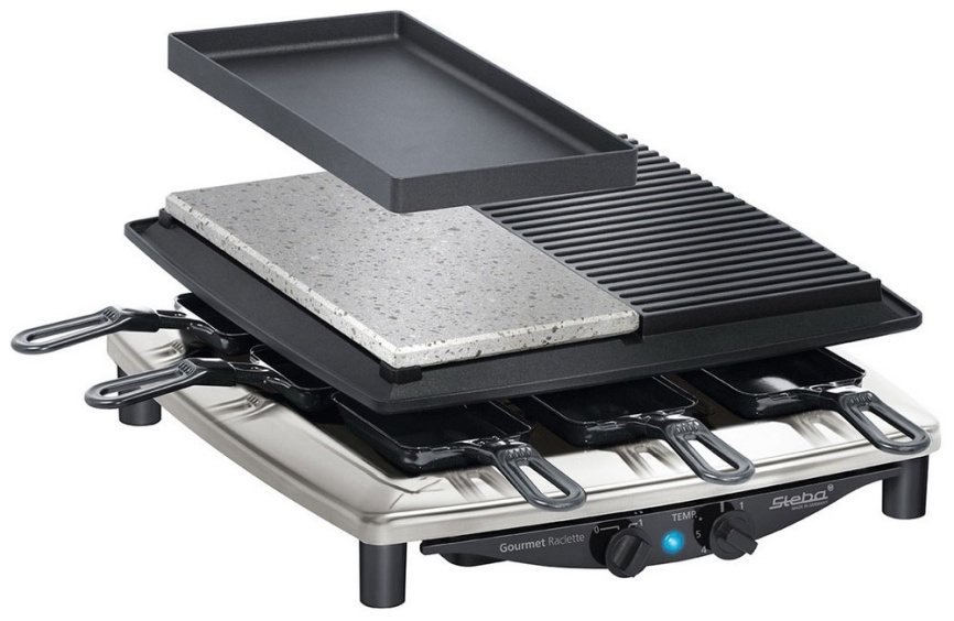 Раклетница Steba RC 4 PLUS DELUXE CHROM, 8 сковородок, плавная регулировка температуры фото 2
