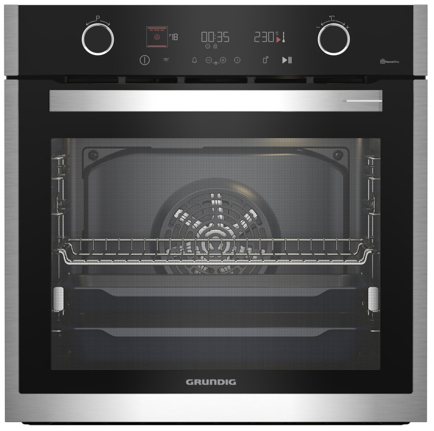 Электрический духовой шкаф Grundig GEBM19400BMPHI 59 см, 72 л гриль конвекция, серебристый фото 1