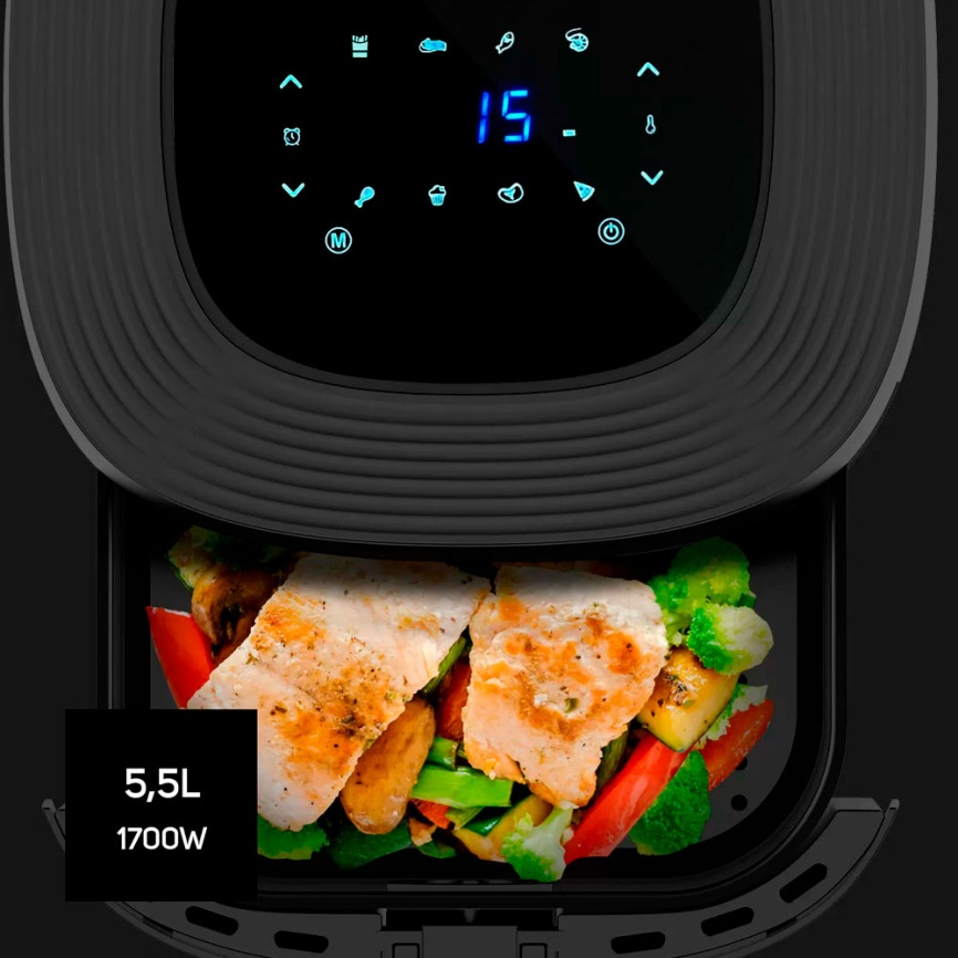 Аэрофритюрница Taurus Air fry digital 6S, сенсорное управление, черный фото 4