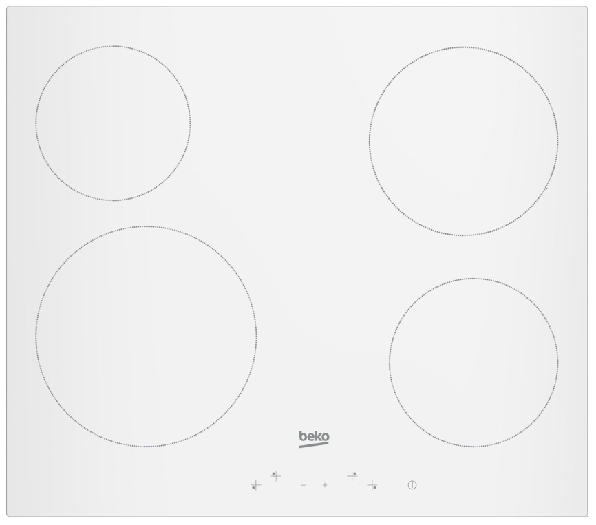 Электрическая варочная панель Beko HIC64400W 58 см, 4 конфорки стеклокерамика, белый фото 1