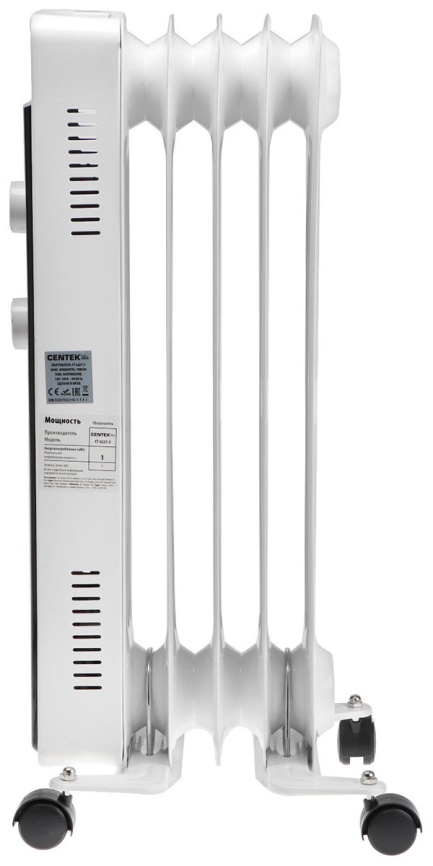 Масляный обогреватель Centek CT-6221-5, белый, 5 секций (12.5 м) фото 4