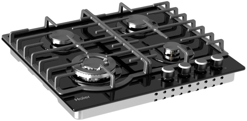 Газовая варочная панель Haier HHX-G64RFB 58 см, 4 конфорки электроподжиг газконтроль, черный фото 3