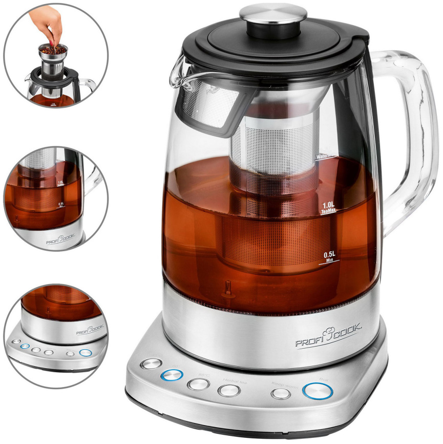 Чайник электрический Profi Cook PC-WKS 1167 G, регулировка температуры фото 4
