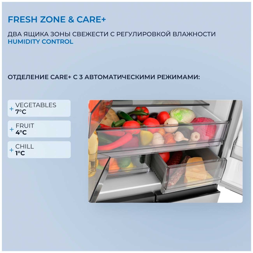 Многокамерный холодильник Zugel ZRCD430X No frost, серый металлик фото 5