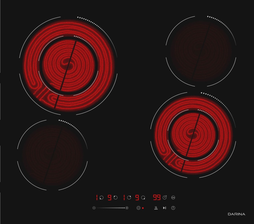 Электрическая варочная панель Darina 6P E327 B 59 см, 4 конфорки стеклокерамика, черный фото 7