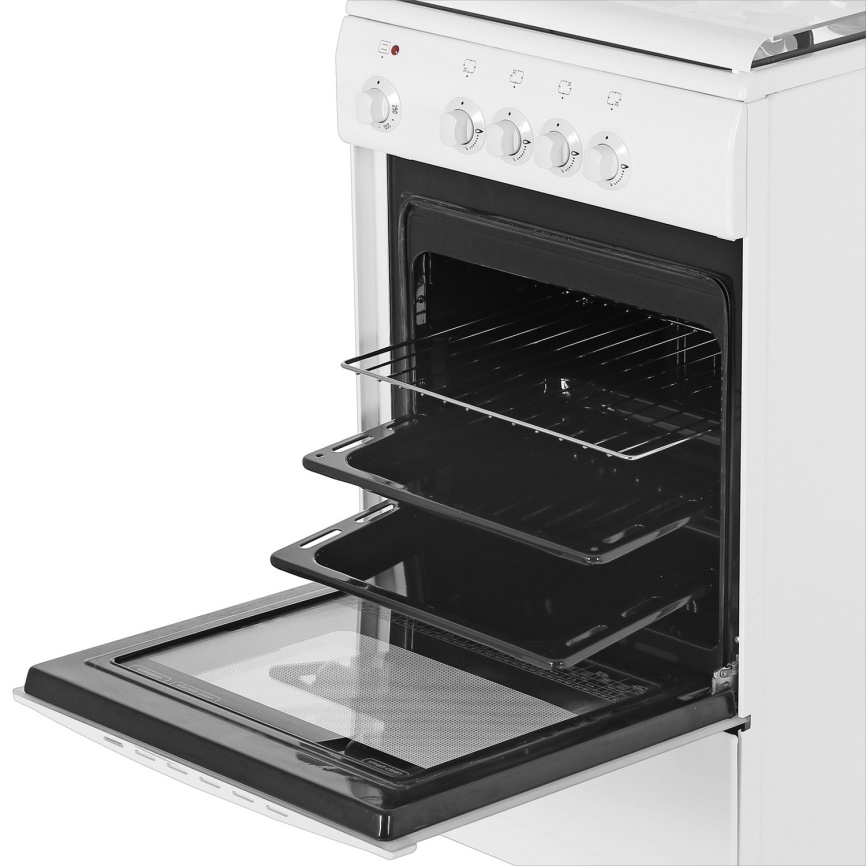 Комбинированная плита De luxe 5040.21 гэ 50 см, 4 конфорки, белый фото 6