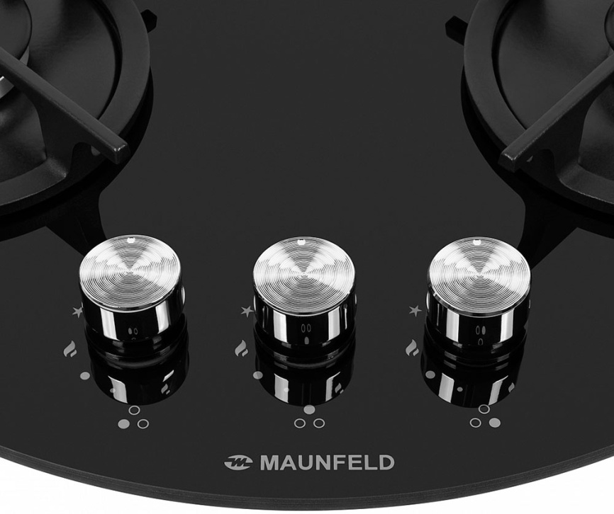 Газовая варочная панель Maunfeld EGHG.43.23CBG 52 см, 3 конфорки электроподжиг газконтроль, черный фото 6